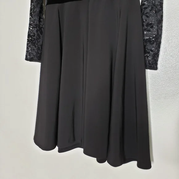 NEW Ralph Lauren Lace Bodice Dress Fit & Flare Long Sleeve Elegant Designer Chic - Picture 10 of 15